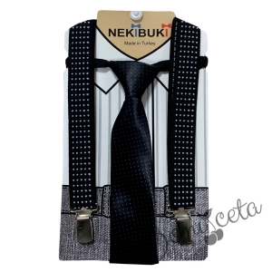 Комплект от вратовръзка с тиранти в черно за момче 835222