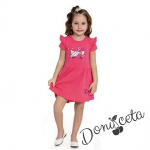 Ежедневна детска рокля в малина с Пони/Еднорог 452136