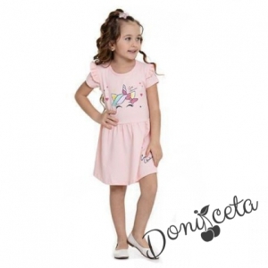 Ежедневна детска рокля в розово с Пони/Еднорог 453978