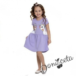 Ежедневна детска рокля в лилаво с Пони/Еднорог 561987