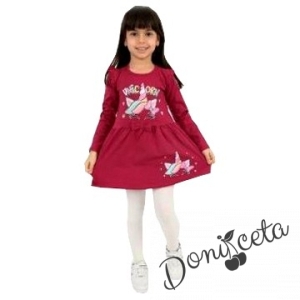 Детска рокля в бордо с Пони/Еднорог 715612