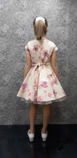 Официална детска рокля на нежни цветя в прасковено Ава