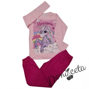Детска пижама в розово и циклама с Пони/Еднорог