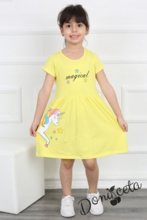 Ежедневна детска рокля в жълто с Пони/Еднорог 8436533