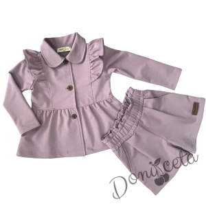 Детски комплект за момиче от сако в лилаво и къси панталони