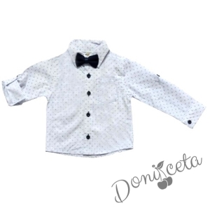 Детска риза за момче в бяло с папийонка в тъмносиньо 4582364