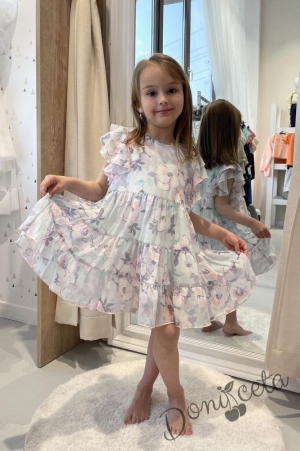 Детска рокля с къс ръкав на нежни цветя 957685