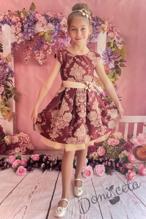 Официална детска рокля на цветя в бордо 279-260ВЖ