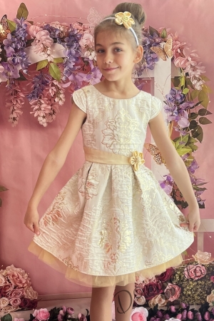 Официална детска рокля на цветя в златисто 279-260ЗЖ