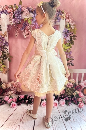 Официална детска рокля на цветя в златисто 279-260ЗЖ