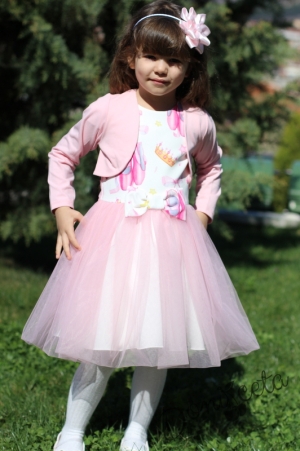 Комплект от детска рокля с балетни пантофки и болеро