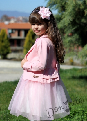Комплект от детска рокля с балетни пантофки и сако