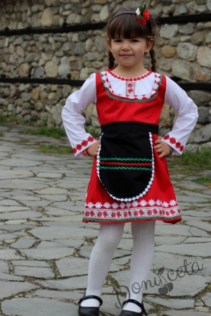 Детска носия 22-комплект сукман и престилка с фолклорни/етно мотиви 