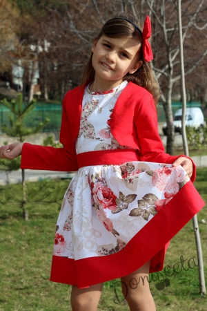 Children's cotton dress  with red roses