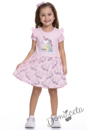 Ежедневна детска рокля с Пони/Еднорог в розово 9686521