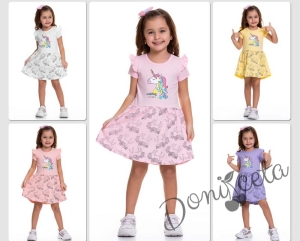 Ежедневна детска рокля с Пони/Еднорог в бяло 9353441