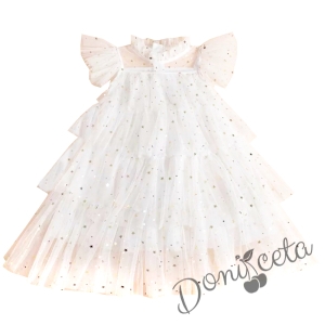 Детска официална рокля в бяло  с къс ръкав 8547555 7