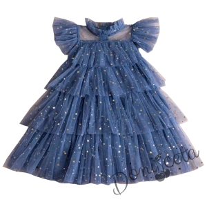Детска официална рокля в синьо с къс ръкав 8546575