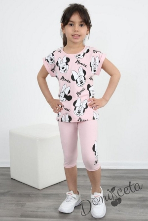 Комплект за момиче от тениска в розово с Мини Маус и клин