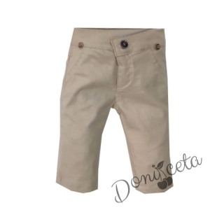 Бебешки комплект от панталон, боди-риза в бяло, тиранти и папийонка 796675