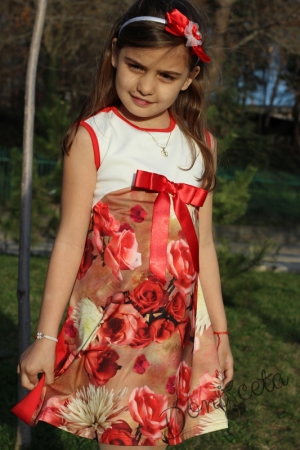 Детска рокля без ръкав с 3D ефектна картинка на цветя