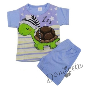 Детска пижама в светлосиньо с костенурка