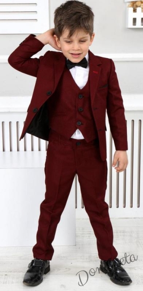 Официален детски костюм за момче в бордо от 5 части със сако