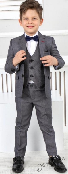 Официален детски костюм за момче в сиво от 5 части със сако