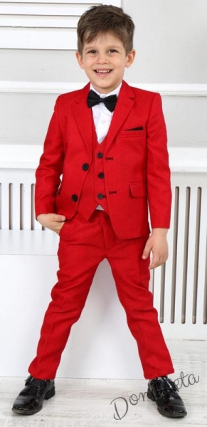 Официален детски костюм за момче от 5 части със сако в червено