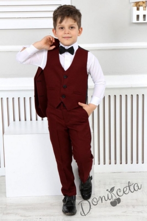 Официален детски костюм за момче в бордо от 5 части със сако