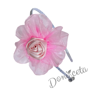 Ръчно изработена диадема цвете в розово