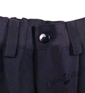 Елегантен комплект от панталон, риза, елек и папийонка в тъмносиньо3