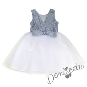 Официална детска рокля в бяло и сребристо 9633311