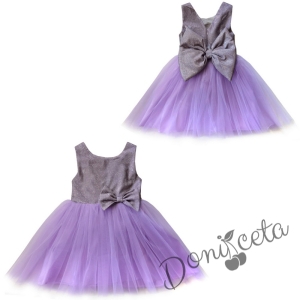 Официална детска рокля в лилаво с блясък и тюл 9632432