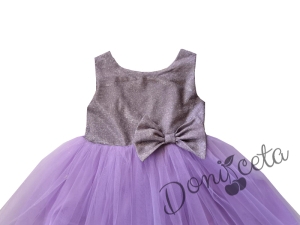 Официална детска рокля в лилаво с блясък и тюл2