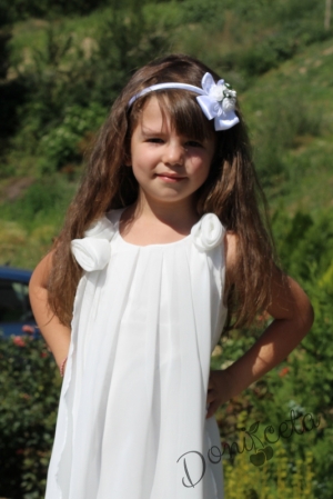 Детска рокля Карелия в цвят шампанско за кръщене или ежедневна 3
