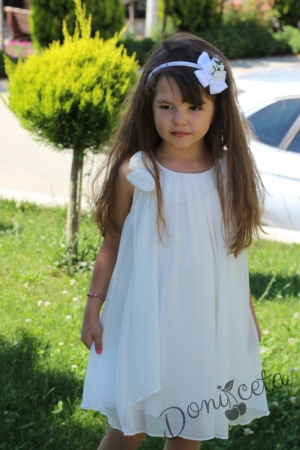 Детска рокля Карелия в цвят шампанско за кръщене или ежедневна 4
