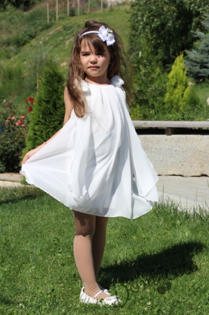Детска рокля Карелия в цвят шампанско за кръщене или ежедневна 7