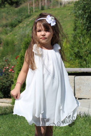 Детска рокля Карелия в цвят шампанско за кръщене или ежедневна 8