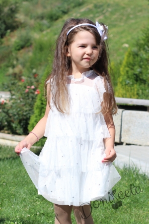 Детска официална рокля в бяло  с къс ръкав 8547555 5