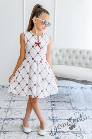 Детска стилна рокля в бяло на панделки от колекция "Майки и дъщери" 2