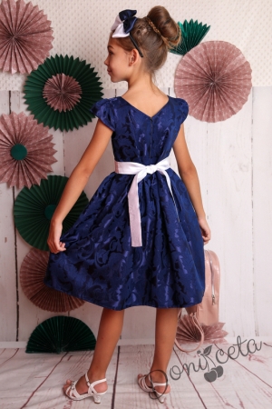 Официална детска рокля с къс ръкав в тъмносиньо 223ТСЖ 4