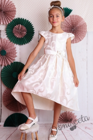 Официална детска рокля с къс ръкав  в екрю 260ШЖ