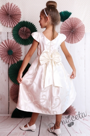Официална детска рокля на цветя с къс ръкав  в екрю 260ШЖ 2