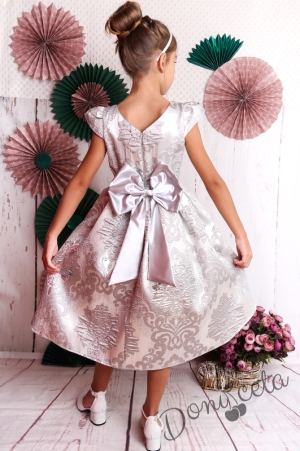 Официална детска рокля на цветя с къс ръкав в сиво 260СЖ 3