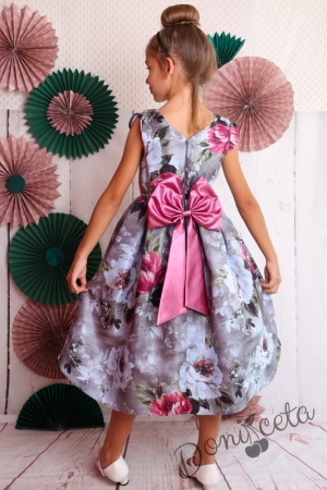 Официална детска рокля на цветя с къс ръкав 260СВБ 3