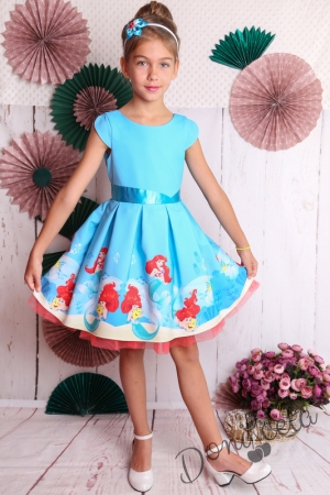 Официална детска рокля с къс ръкав в светлосиньо 297АС