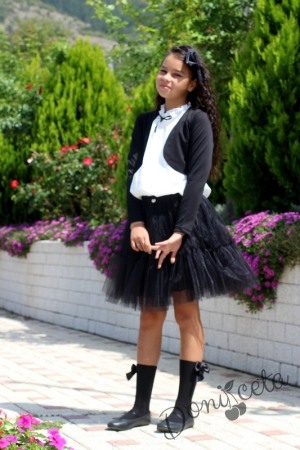 Детска пола в черно с тюл Contrast