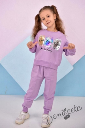 Детски спортен комплект от блуза и панталон в лилаво 7448228