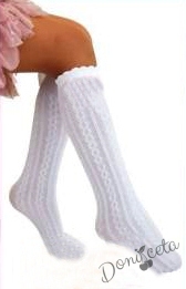 Детски фигурални чорапи 3/4 в бяло